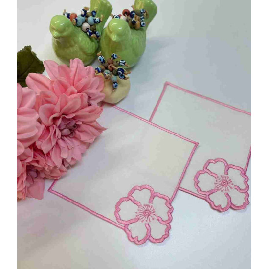 PEMBE ÇİÇEKLİ KOKTEYL PEÇETESİ (Sunumluk) 6'LI