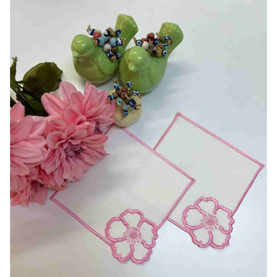 PEMBE ÇİÇEKLİ KOKTEYL PEÇETESİ (Sunumluk) 6'LI