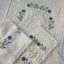 MAVİ ÇİÇEK İĞNE OYALI BOHÇA TAKIMI