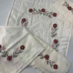 PEMBE ÇİÇEK İĞNE OYALI BOHÇA TAKIMI PEMBE ÇİÇEK İĞNE OYALI BOHÇA TAKIMI