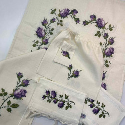 LİLA GÜL EL İŞLEMESİ BOHÇA TAKIMI 