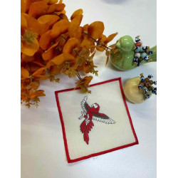 KIRMIZI KUŞ DESENLİ KOKTEYL PEÇETESİ (SUNUMLUK) 6 adet